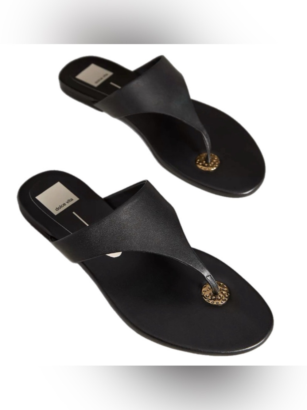 Dolce Vita Kittle Thong Sandals Leather Gold Embellishment Brand NEW Size- 7